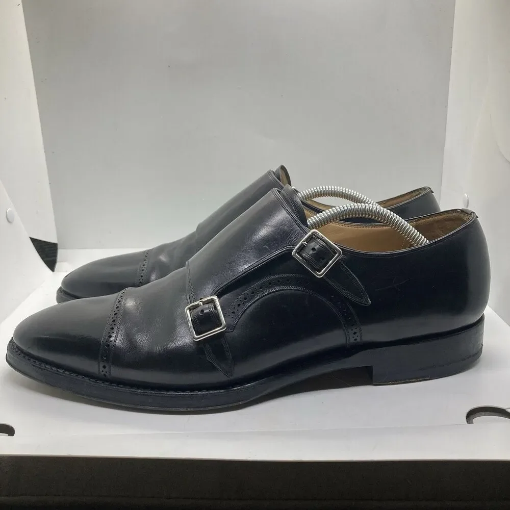 BALLY SCRIBE DOUBLE MONK STRAP Black Mens 9.5 DRESS SHOES